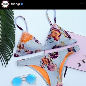 Triangl Swimwear Floral Bikini - Orange and Purple